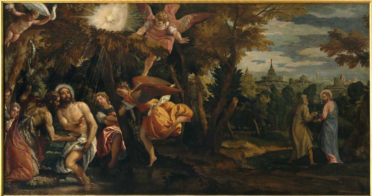 Krisztus keresztsége és megkísértése, 1582 körül (olaj, vászon) alkotó: Veronese