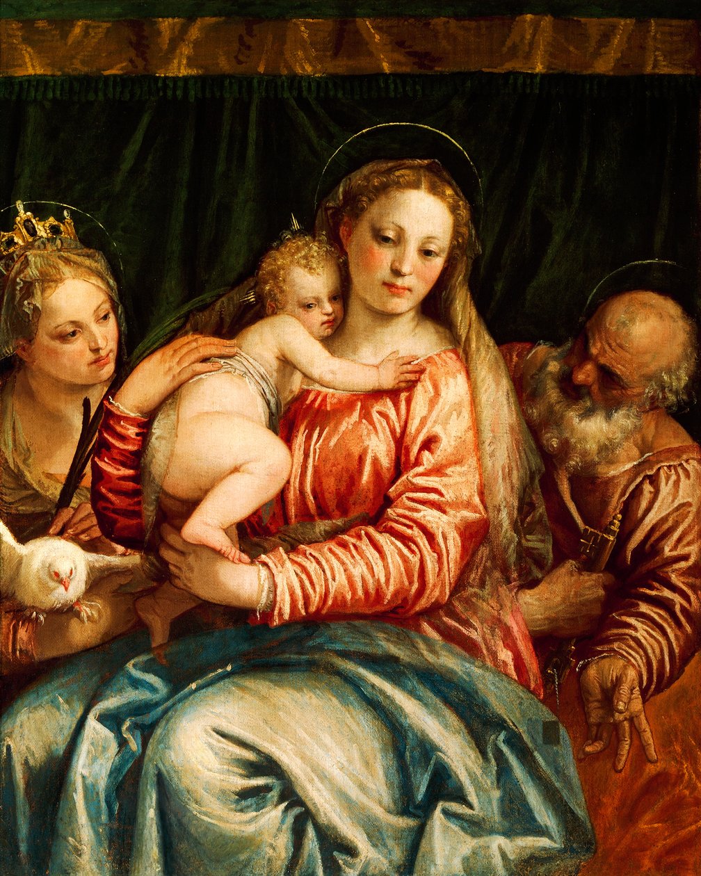Madonna és gyermek, szent és Szent Péter – Paolo Caliari, Veronese (1528-1588), olaj, vászon alkotó: (1528 88) Veronese