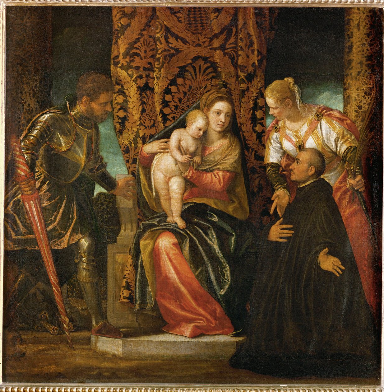 Szent Mária és Jézus Szent György és Szent Jusztin között egy térdelő bencés szerzetessel ... alkotó: (1528 88) Veronese