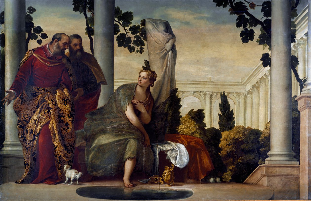 Suzanne és az öregek. Paolo Caliari Paul Veronese (1528-1588) festménye, 1570 körül. Olaj, vászon. Mérete: 175x320 cm. Gének, Banca Carige Collection alkotó: Veronese
