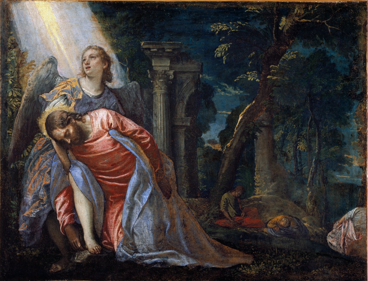 Krisztus a kertben egy angyal által támogatott. Paolo Caliari Paolo Veronese (1528-1588) festménye, kb. alkotó: Veronese