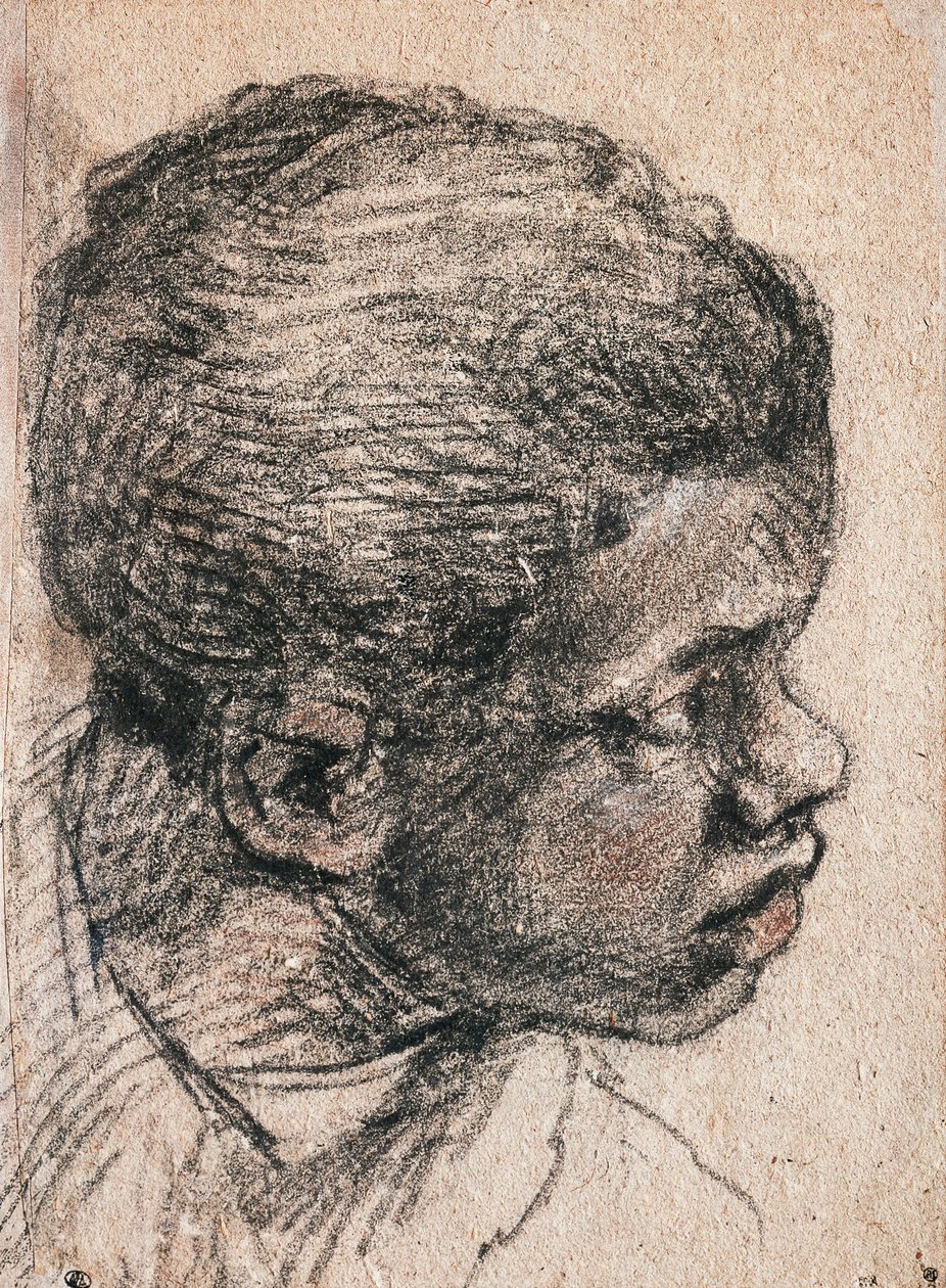 A Veronese néven ismert Paolo Caliari (1528-1588) néger fiú feje, rajz alkotó: Veronese