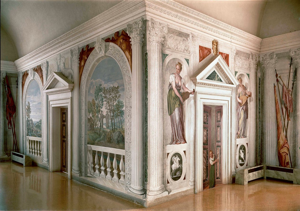 Tájképek és zenészek Paolo Veronese (Paolo Caliari) freskója (1528-1588) 1561 kb. Maser (Treviso), Villa Barbaro alkotó: Veronese