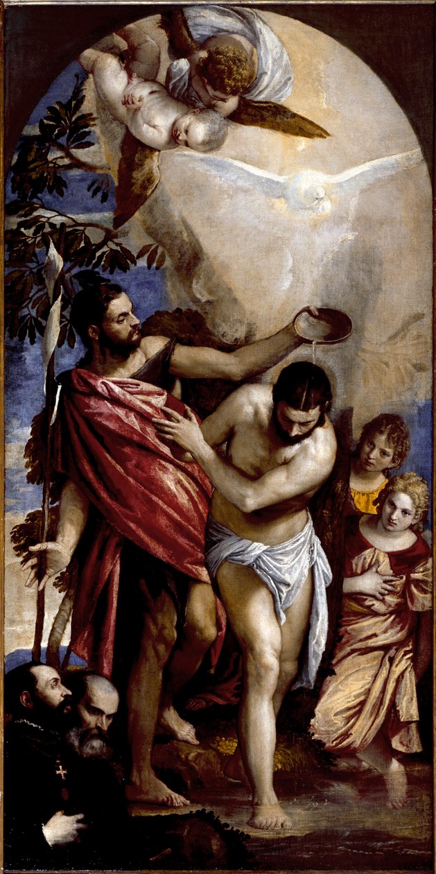 Krisztus keresztsége. Paolo Caliari festménye Paolo Veronese (1528-1588) alkotó: Veronese