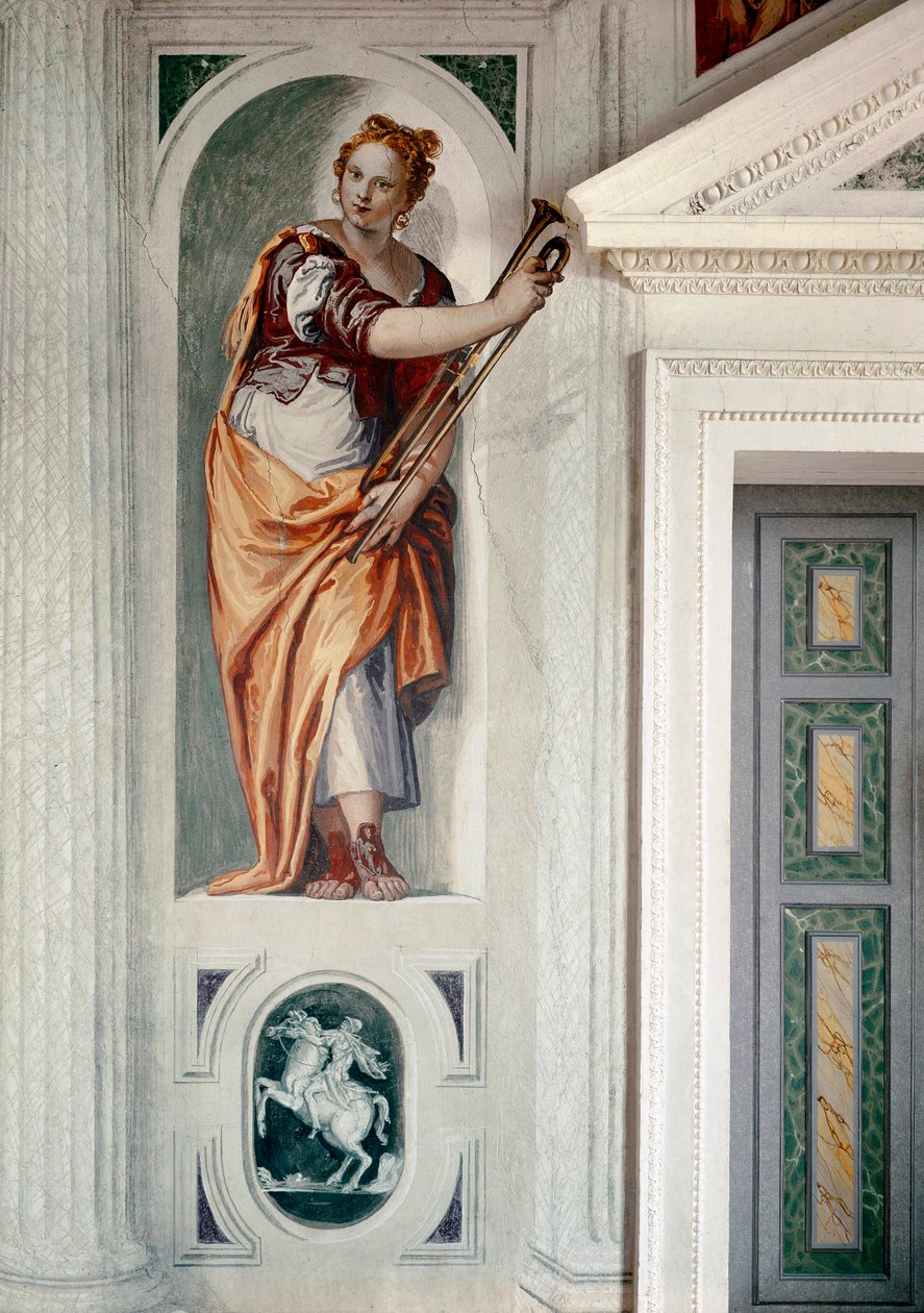 A trombitás. Paolo Caliari Paolo Veronese (1528-1588) című festménye, 1561 körül. Freskó. Maser (Treviso), Villa Barbaro alkotó: Veronese