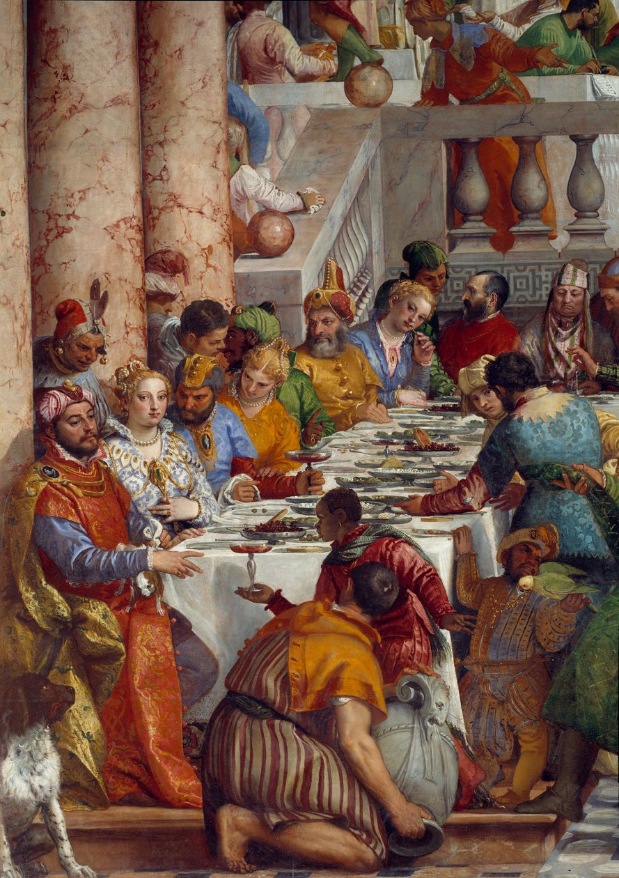 Kána esküvője, részlet: A hercegek vacsorája. Paolo Veronese freskója (1528-1588) Ec. Péntek. alkotó: Veronese