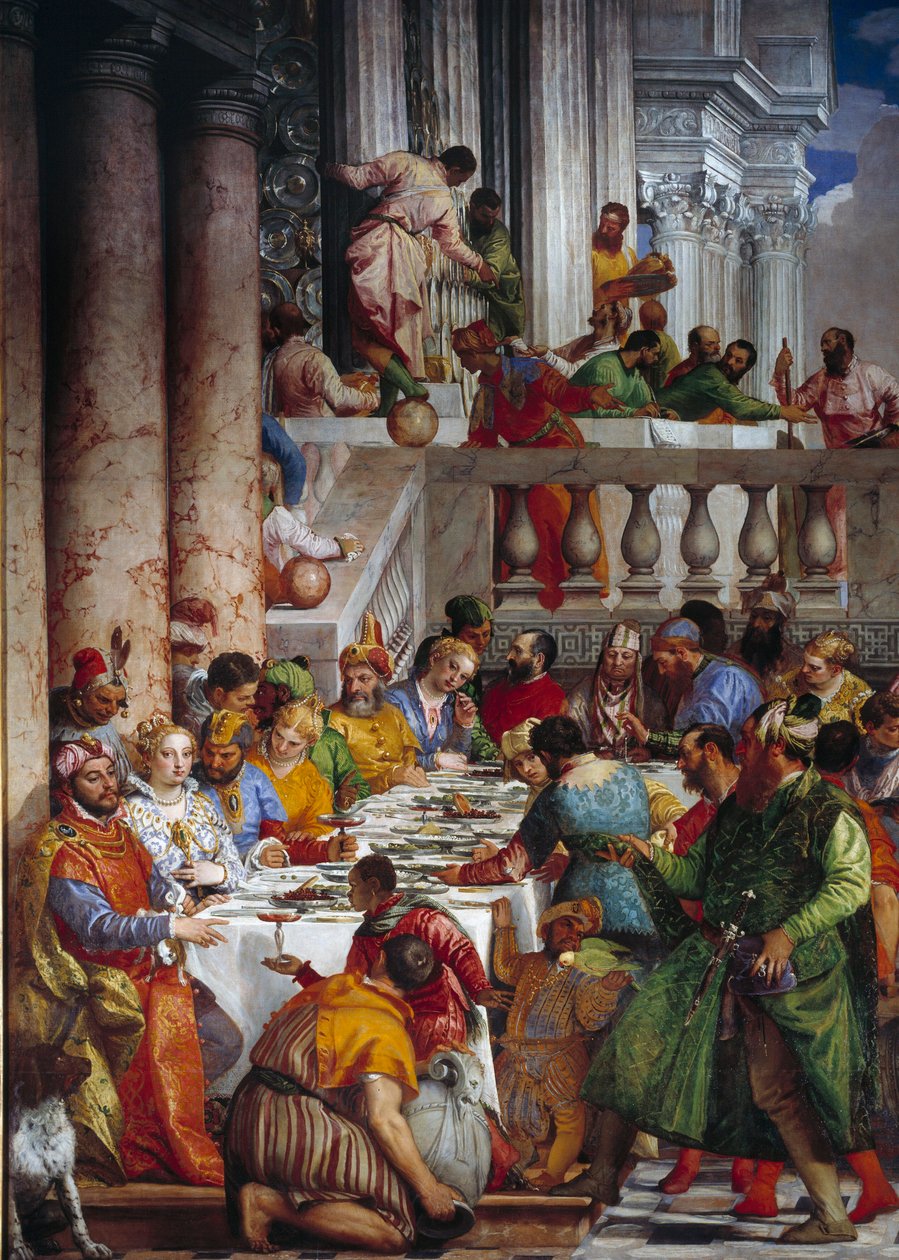 Kána esküvője, részlet: A hercegek vacsorája. Paolo Veronese freskója (1528-1588) Ec. Péntek. alkotó: Veronese