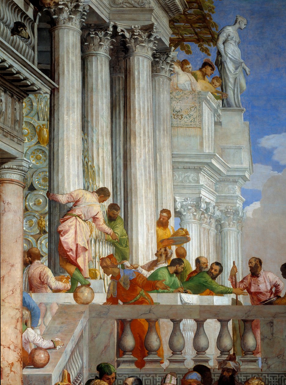 Kána esküvője, részlet: oszlopok és erkély. Paolo Veronese freskója (1528-1588) Ec. Péntek. alkotó: Veronese