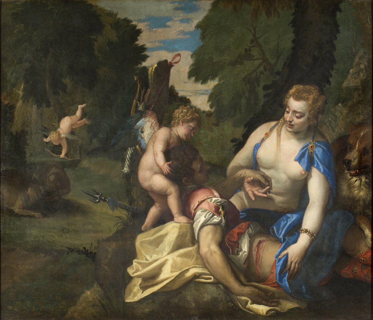 Venus pleurant Adonis - Venus Mourning Adonis, Veronese, Paolo (1528-1588). Olajfestmény. Mérete: 145x173,5 cm. Nemzeti Múzeum Stockholm alkotó: Veronese