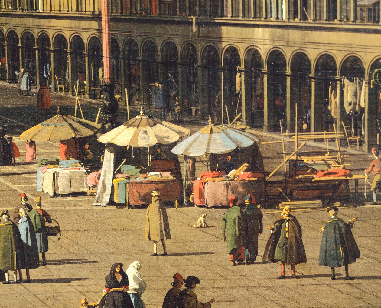 Piazza San Marco (Szent Márk tér) a bazilikától a San Geminiano templom és a Procuratie Nuove (a Prokurátorok épületei) felé, Velence, a Giovanni Antonio-csatorna mellett, Canaletto néven ismert (1697-1768), Olaj, vászon, 68,5x93,5 cm , 1735 körül alkotó: (1697-1768) Canaletto
