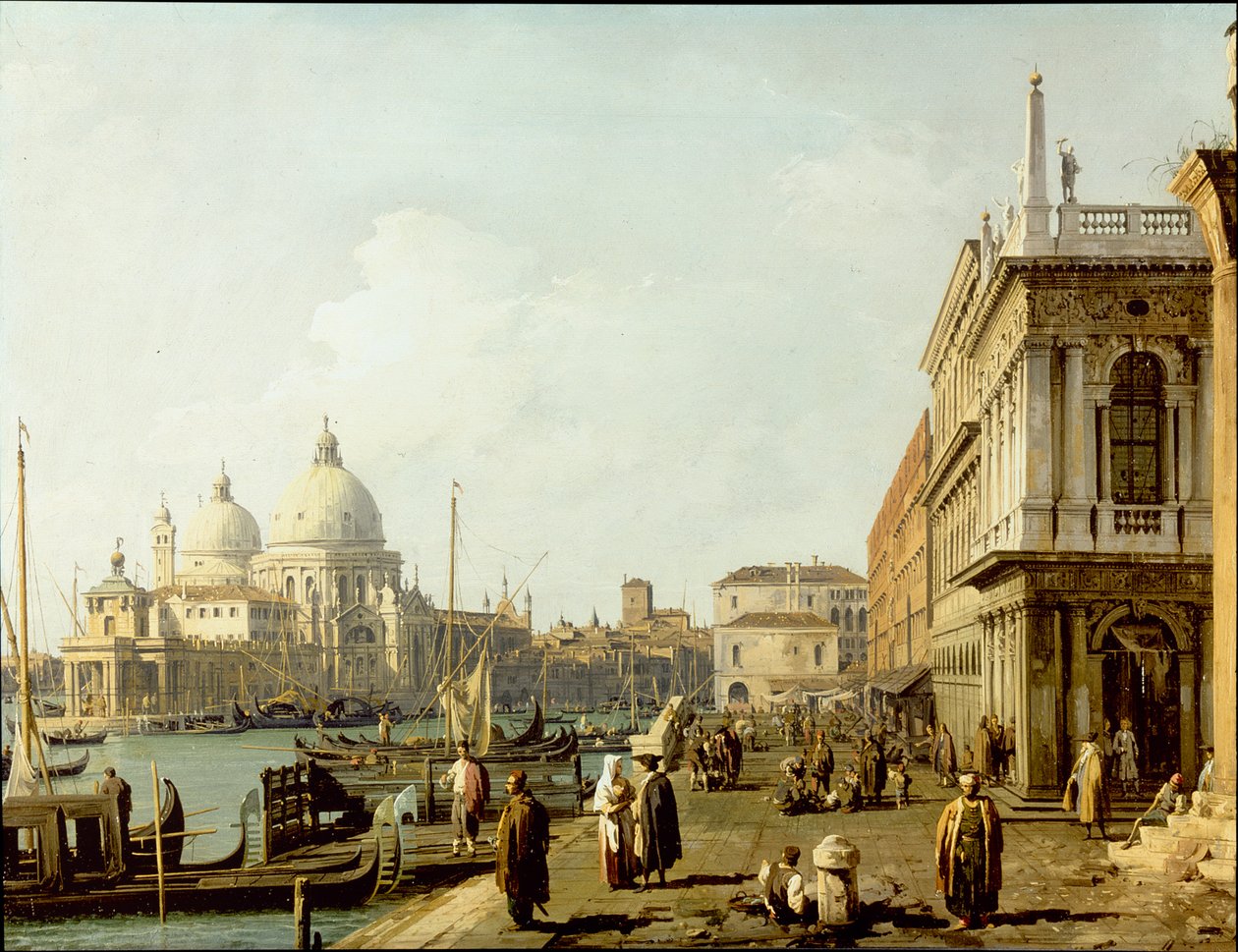 Velence: kilátás a Santa Maria della Salute-ra és a Canal Grandére a Piazzettáról (olaj, réz) alkotó: Canaletto