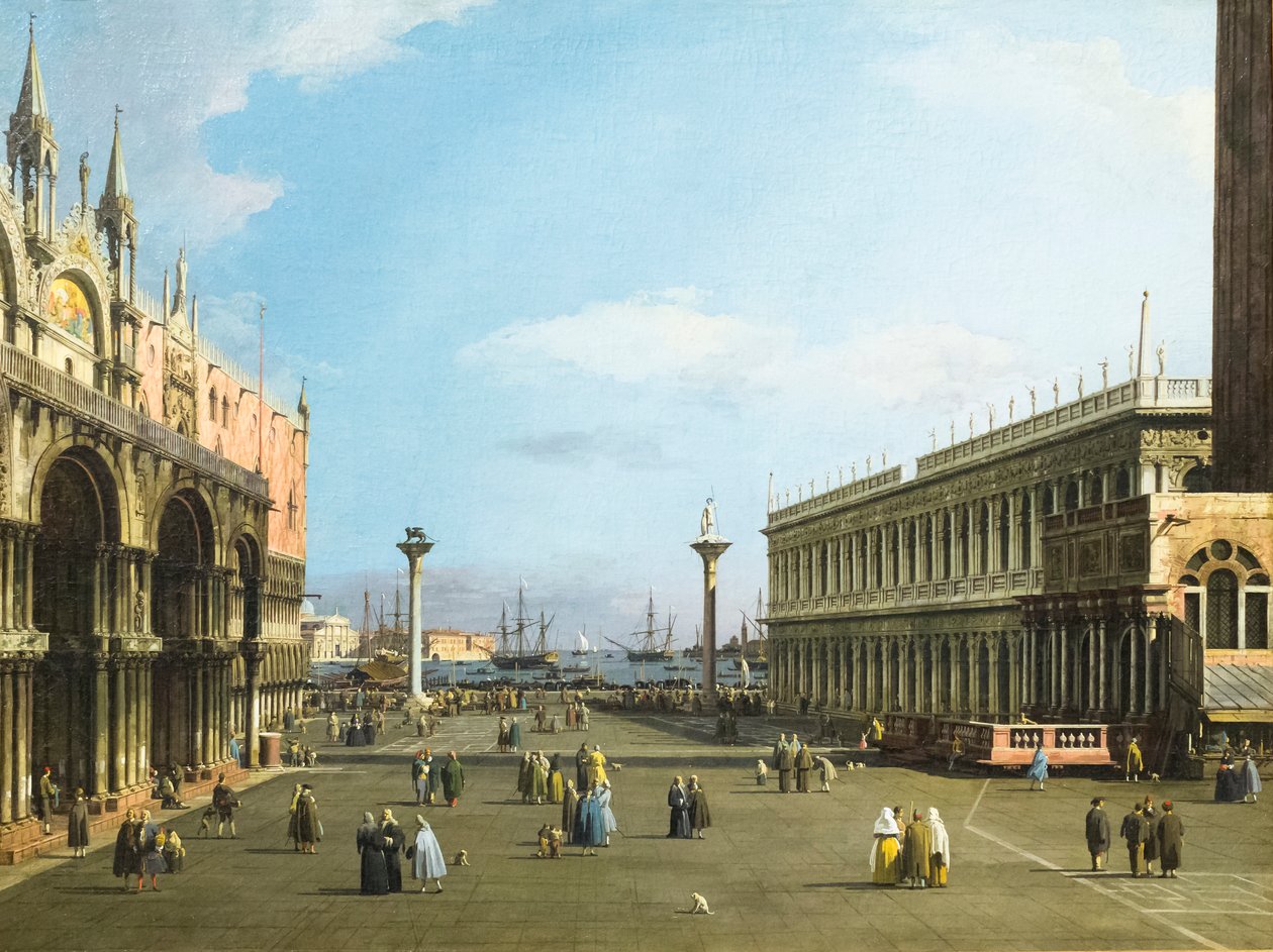Velence, a Piazzetta a San Marco könyvtárral alkotó: (1697 1768) Canaletto