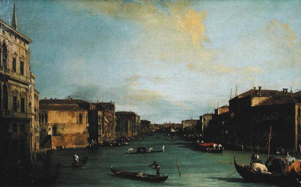Kilátás a Canal Grandére a Rialto-hídról alkotó: Canaletto