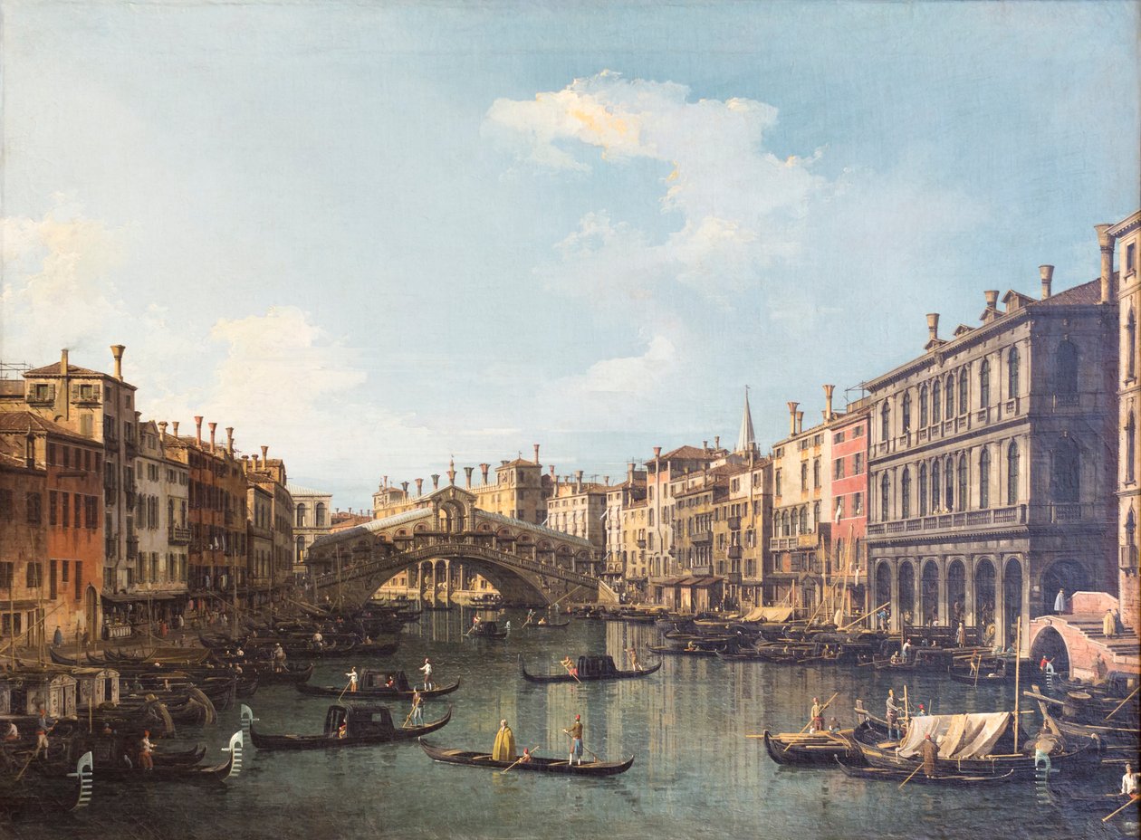 Kilátás Velencére a Rialto híddal alkotó: (1697 1768) Canaletto