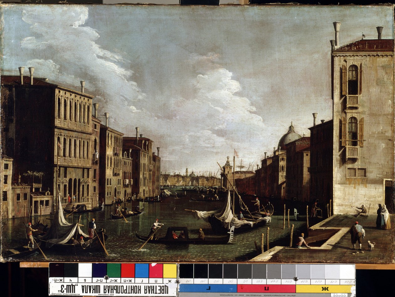 ""Kilátás a velencei Canal Grandére"" (Velence) Giovanni Antonio Canal detto il Canaletto festménye (1697-1768). 18. századi Mikalojus Konstantinas Ciurlionis Szépművészeti Múzeuma, Kaunas, Litvánia alkotó: Canaletto