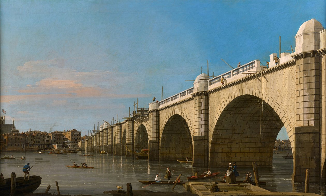 London, épülő Westminster híd délkelet felől nézve alkotó: Canaletto