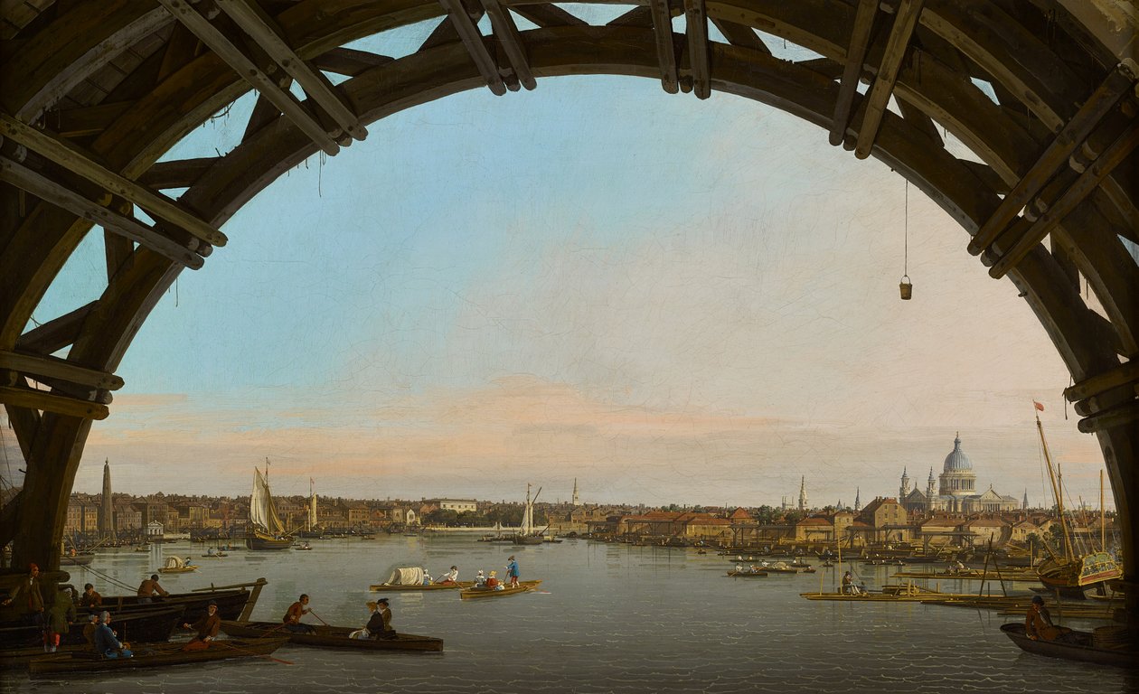 London, kilátás a városra a Westminster híd alól alkotó: Canaletto