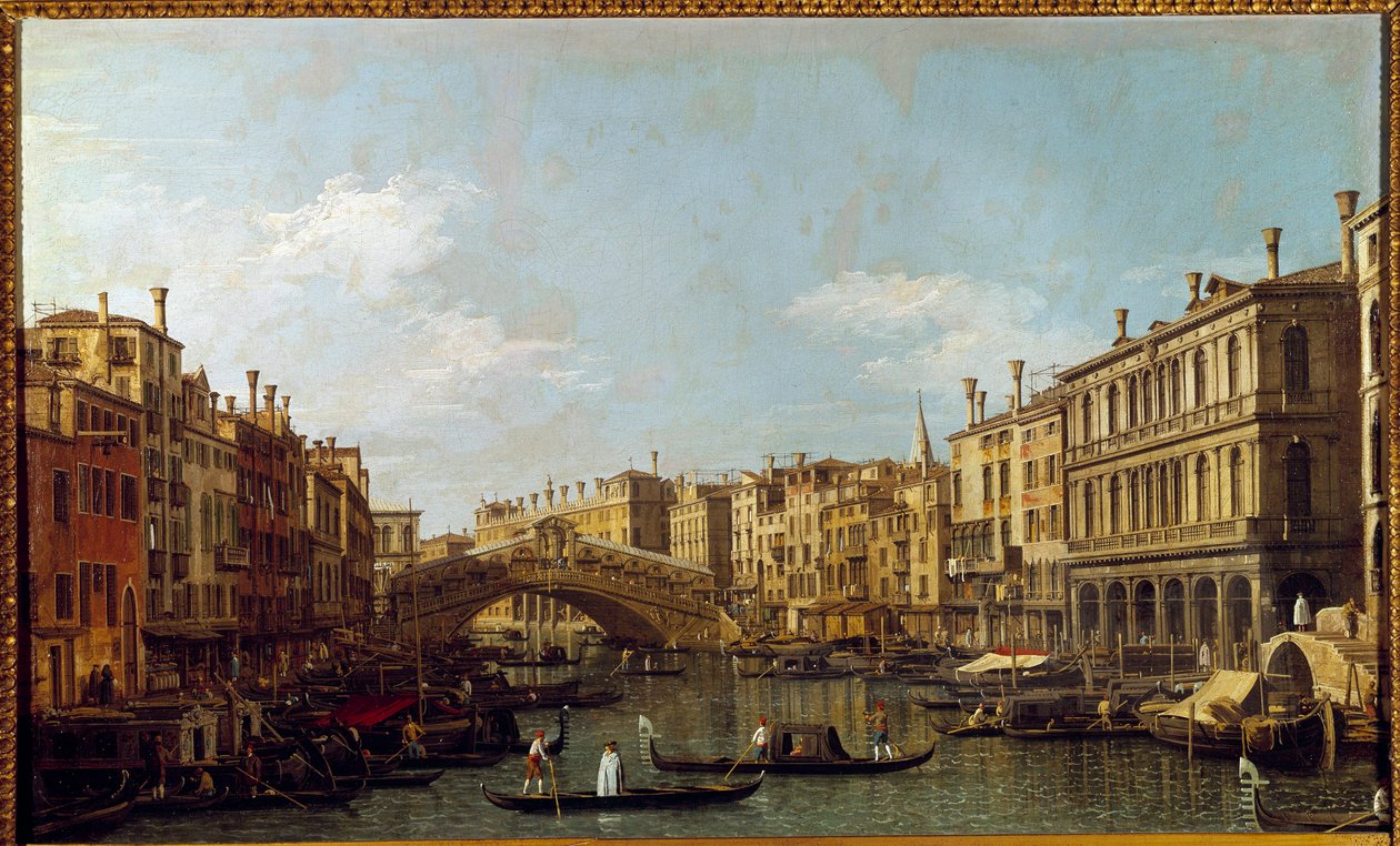 A Nagy-csatorna és a Rialto-híd Velence Antonio Canal dit Il Canaletto festménye (1697-1768) 18. századi Párizs, Musee Jacquemart Andre alkotó: Canaletto