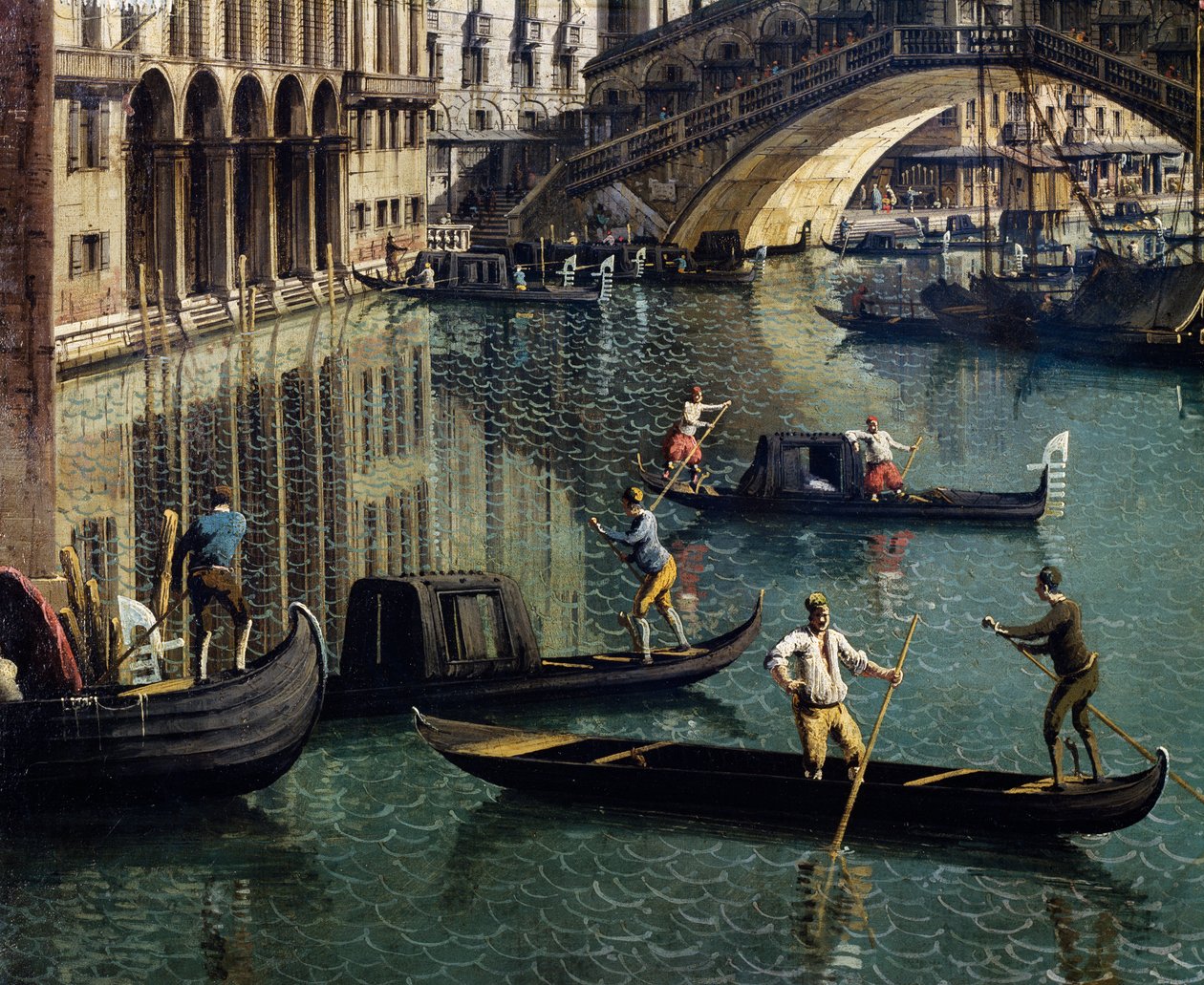 Rialto híd Velencében, részlet (olaj, vászon) alkotó: Canaletto