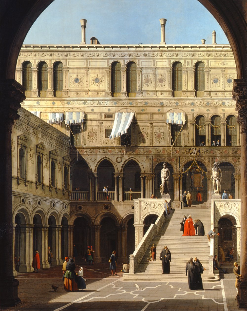 Velence, a hercegi palota, a Scala dei Giganti, 1740 körül (olaj, vászon) alkotó: Canaletto