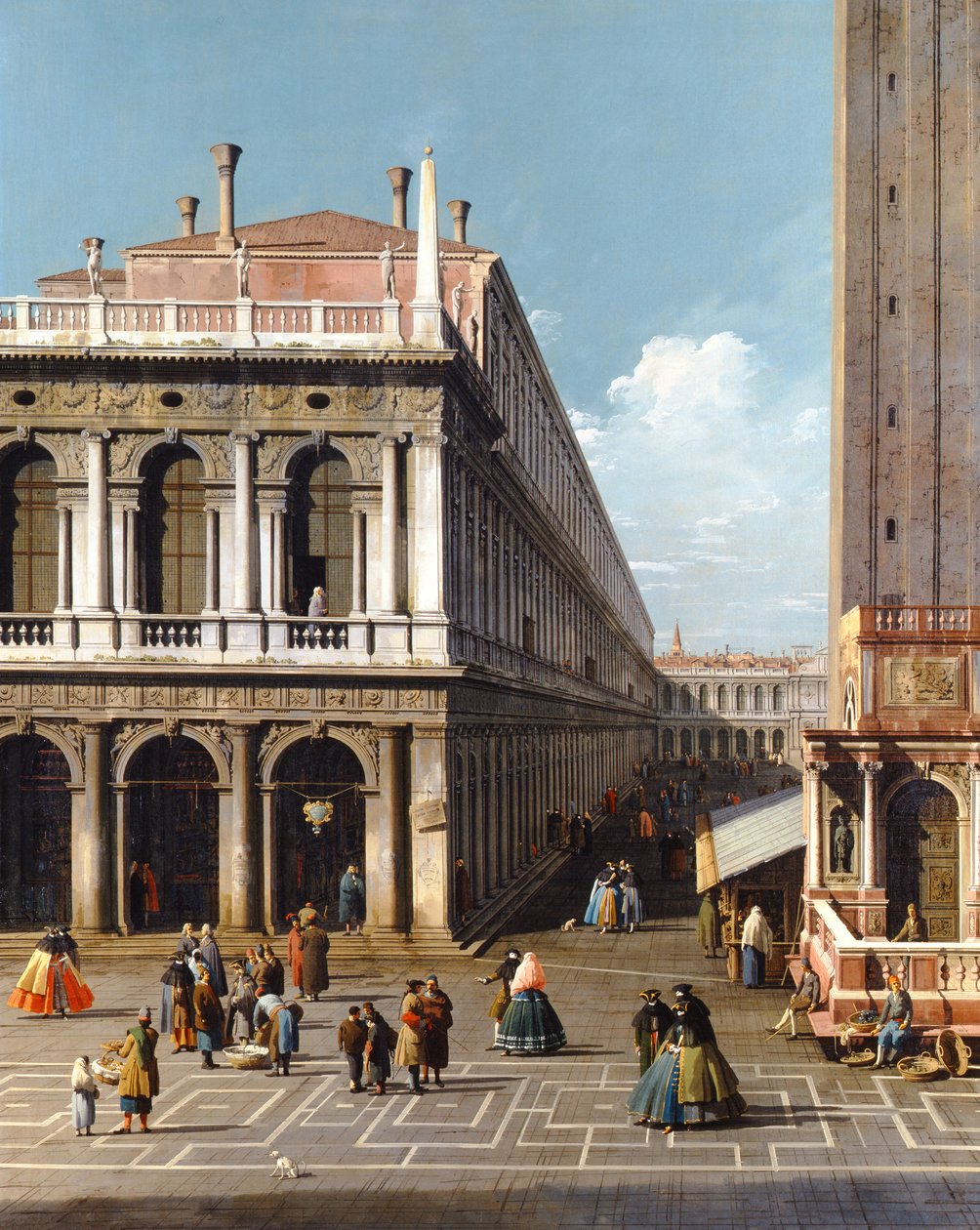 Velence, a Piazza S. Marco, a Piazzetta északi végétől nyugatra nézve, 1740 körül (olaj, vászon) alkotó: Canaletto
