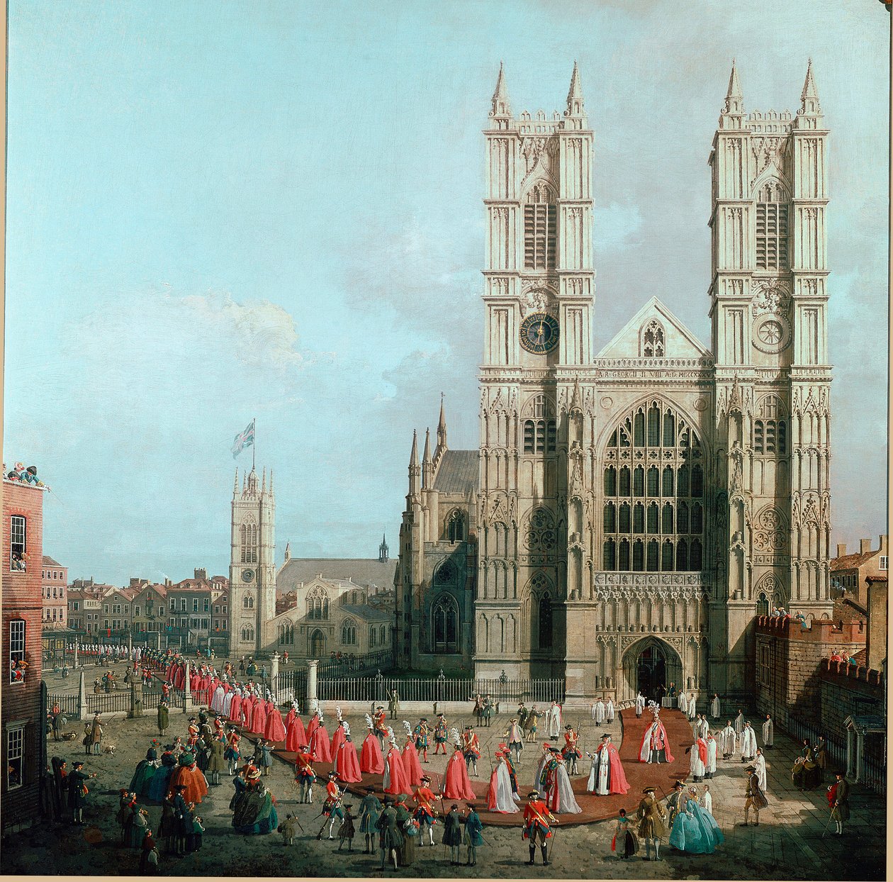 Kilátás a Westminster Abbey-re és a Bath Lovagrend Lovagjainak körmenetére, Giovanni Antonio Canal festménye, a Canaletto néven ismert (1697-1768) 1749 V. 99x101 cm London, Westminster alkotó: Canaletto