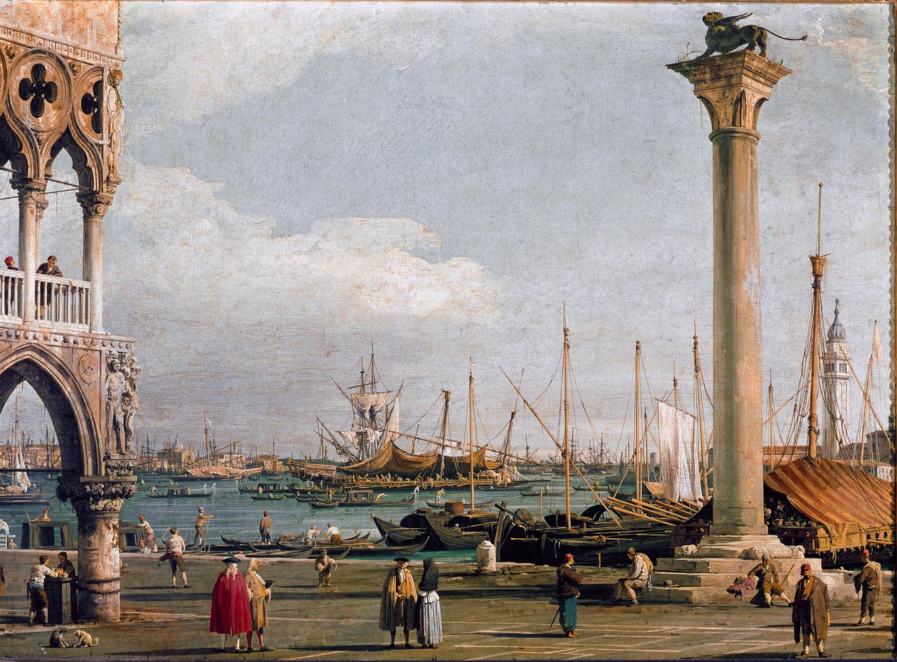 Kilátás a Szent Márk-medencére és a San Giorgio Maggiore-templomra a Piazzettától Velencéig (olaj, vászon alkotó: Canaletto