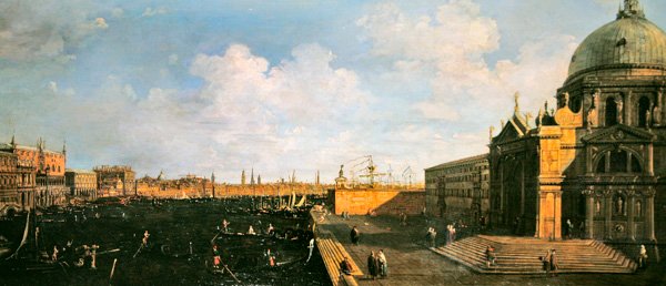 Kilátás a Canal Grandéra és a Santa Maria della Salute-ra (olaj, panel) alkotó: Canaletto