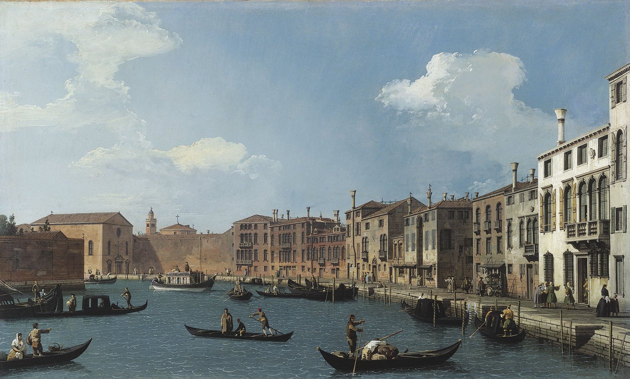 A Santa Chiara-csatorna látképe, Velence, 1730 körül (olaj) alkotó: (1697 1768) Canaletto