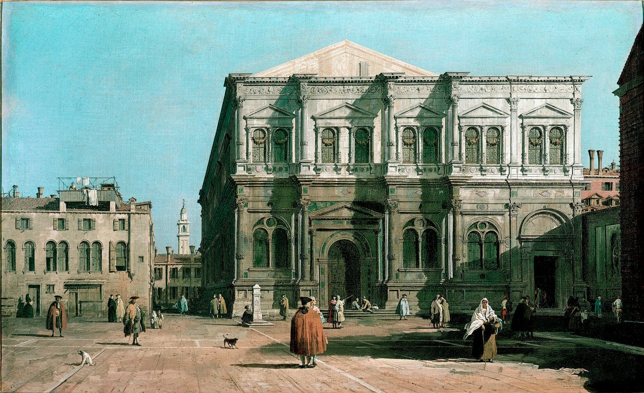 Kilátás a velencei San Rocco (Saint Roch) iskolára Giovanni Antonio Canaletto néven ismert festménye (1697-1768) 1730-1731 V. 47x80 cm Anglia, Woburn Abbey alkotó: Canaletto
