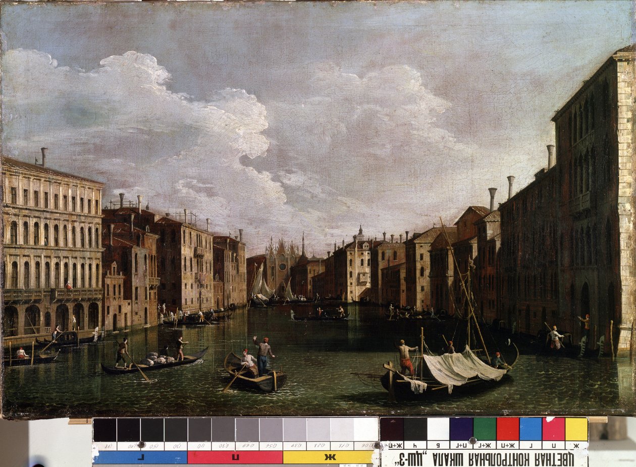 ""Kilátás a velencei Canal Grandéra"" (Velence) Giovanni Antonio Canal detto il Canaletto festménye (1697-1768). 18. századi Mikalojus Konstantinas Ciurlionis Szépművészeti Múzeuma, Kaunas, Litvánia alkotó: Canaletto