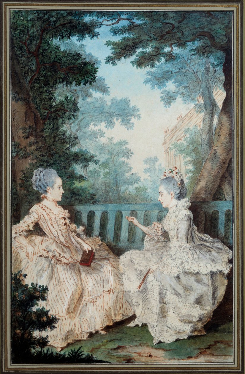 Madame de Breget és Madame de Cassine Louis carrogis dit Carmontelle (1717-1806) akvarellje 18. század. Párizs, Carnavalet Múzeum alkotó: Carmontelle
