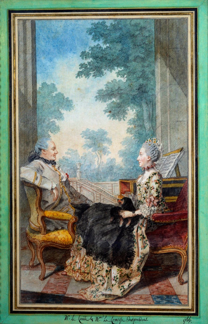 Monsieur és Madame Despourdons akvarell, Louis Carrogis Carmontelle (1717-1806) 1766 Párizs, Musee Carnavalet alkotó: Carmontelle