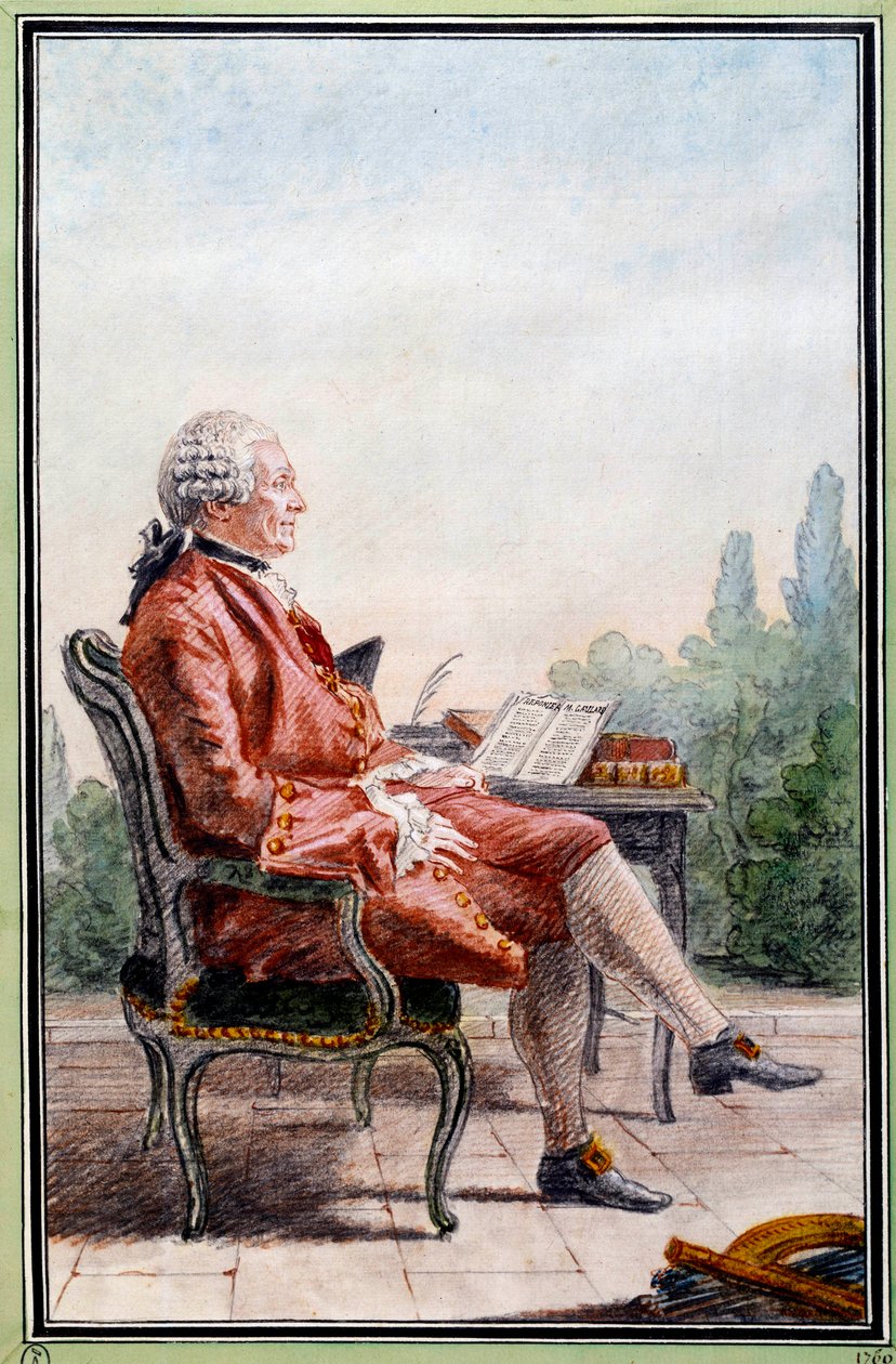 Charles Marie de La Condamine (1701-1774), felfedező és francia tudós portréja. Louis Carrogis Carmontelle (1717-1806) akvarellje. 18. századi Chantilly. Conde Múzeum alkotó: Carmontelle