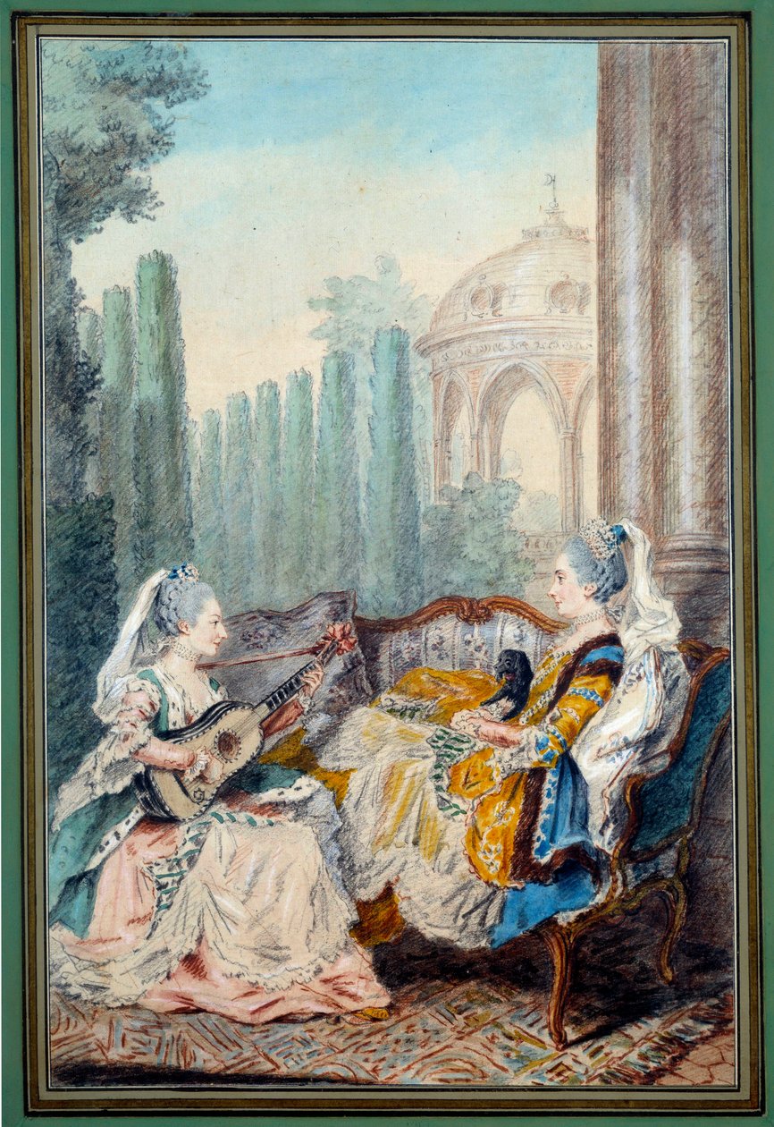 Két fiatal lány akvarell zenét készít Louis carrogis dit Carmontelle (1717-1806) 18. században. Párizs, Musee Carnavalet alkotó: Carmontelle