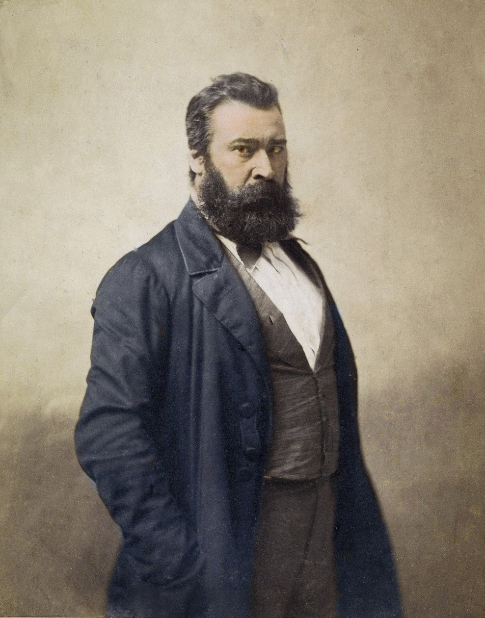 Jean Francois Millet (1814-1875) francia festő c. 1870 fotó: Nadar - Digitális színezés - Jean-Francois (Jean Francois) Millet (1814-1875) portréja, festő, metsző. Nadar fényképe. 19. század alkotó: Nadar