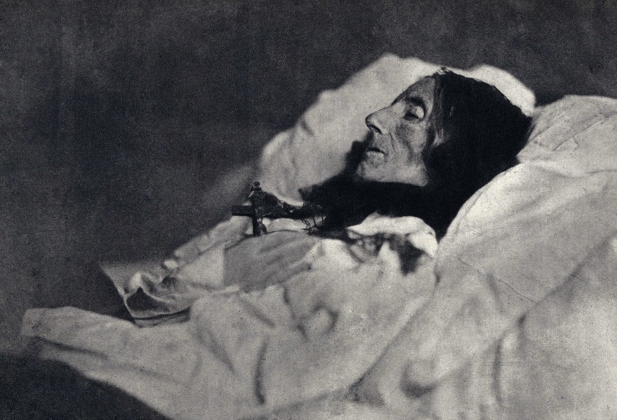 Marcelline Desbordes Valmore (Desbordes-Valmore) (1786-1859) költő portréja a halálos ágyán. Fénykép: Felix Tournachon dit Nadar (1820-1910) 1859-ben. Victor Tournachon, Nadar apja nyomda, 19. század vége. alkotó: Nadar