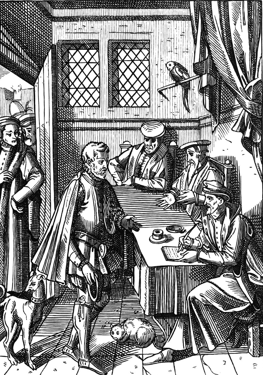 Bailliage, vagy a királyi végrehajtó bírósága, Joos de Damhouder (1507-81) "Praxis Rerum Civilium" című, Antwerpenben kiadott fametszete nyomán. alkotó: (after) Dutch School