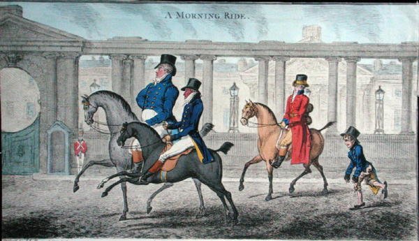 A Morning Ride, James Gillray (1756-1815) metszetében, Hannah Humphrey adta ki 1804-ben (kézzel színezett rézkarc) alkotó: (after) English School
