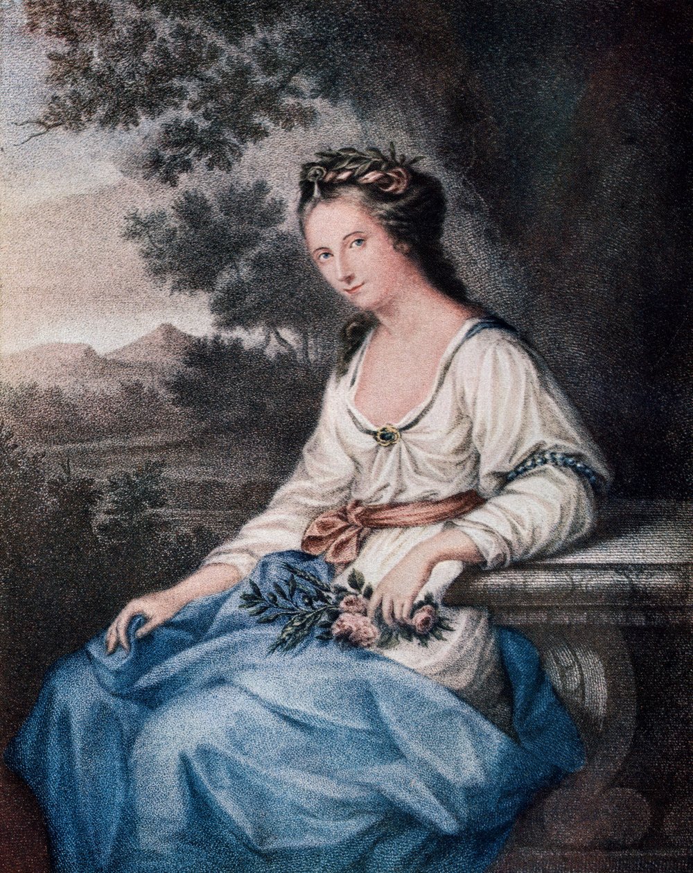Anne Seymour Damer, a "The Connoisseur Illustrated" című, 1904-ben megjelent kiadványból (színes litográfia). alkotó: (after) English School