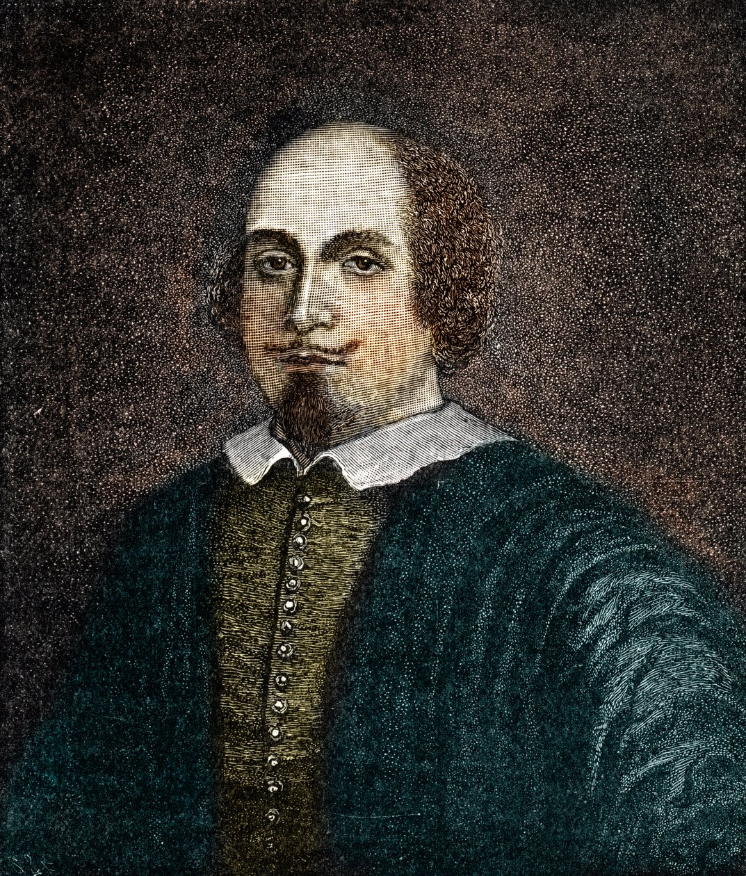 William Shakespeare (1564-1616) angol drámaíró portréja, metszet egy névtelen 18. századi festmény után alkotó: (after) English School