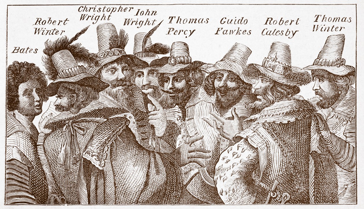 A puskaporos összeesküvők, egy 1606-os metszet (metszet) után alkotó: (after) English School