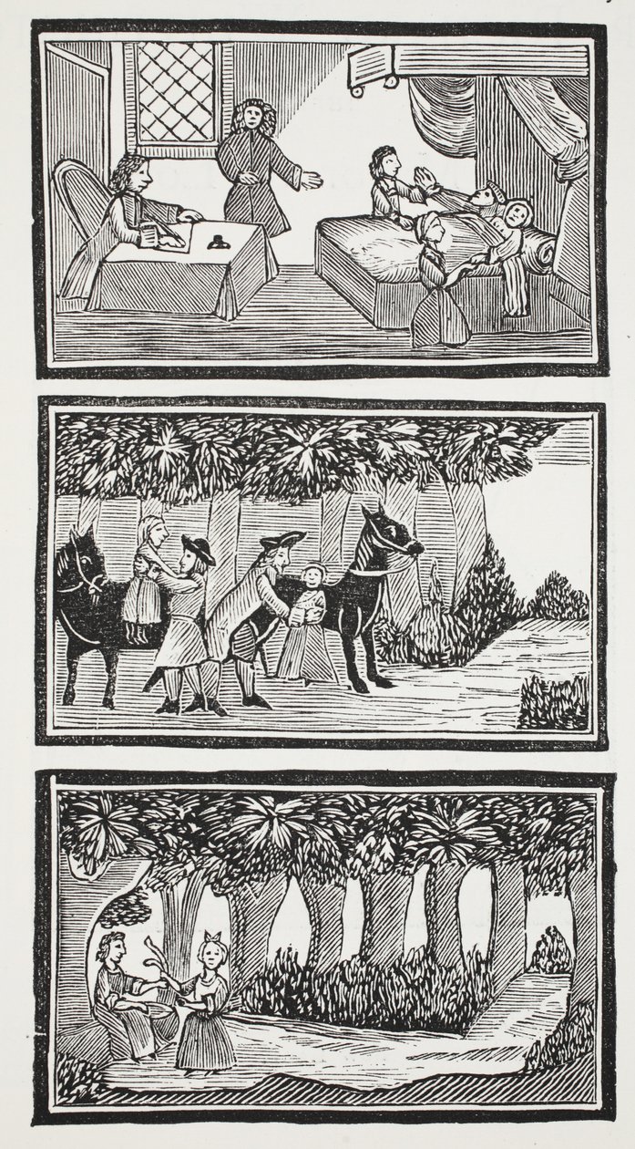 The History of the Two Children in the Wood, Illusztráció a „Chap-books of the Eightenth Century”-ből, John Ashton, pub. 1882 (litó) alkotó: (after) English School