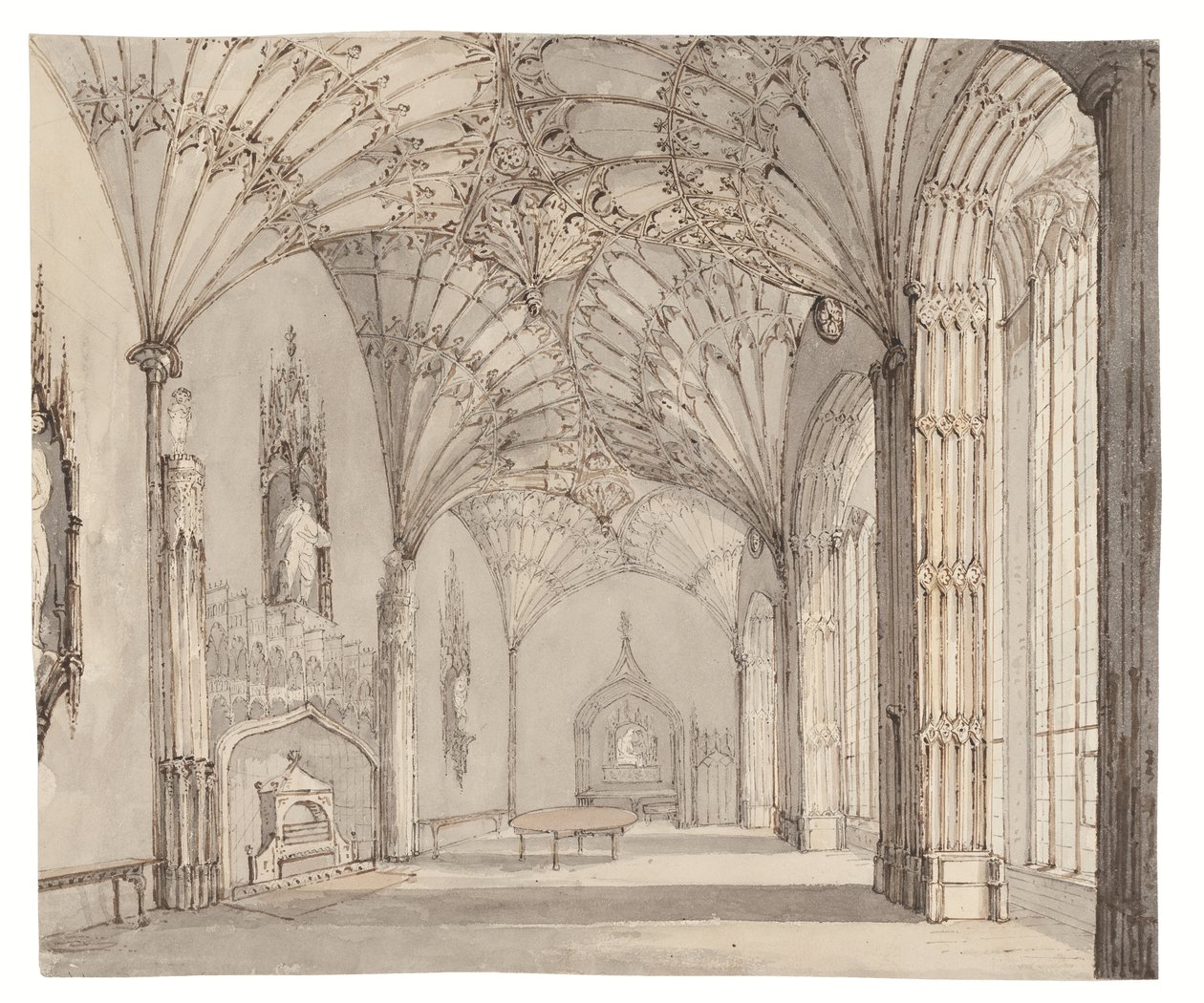 Az étkező az Arbury Hallban, Nuneaton, Warwickshire, kb. 1810 alkotó: (after) English School