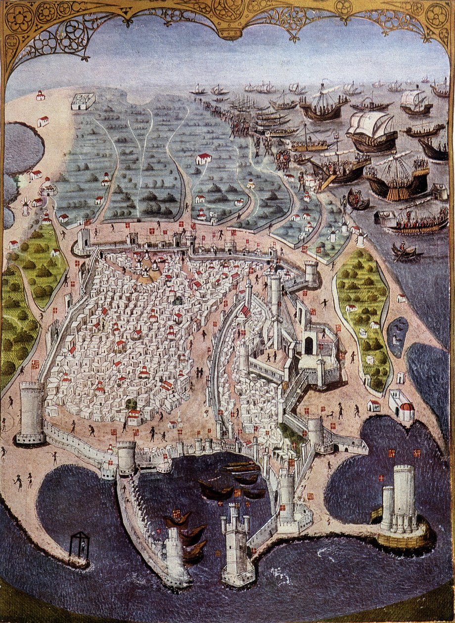 Keleti hajók támadása Rodosz ellen 1482-ben - miniatűr után. alkotó: (after) French School