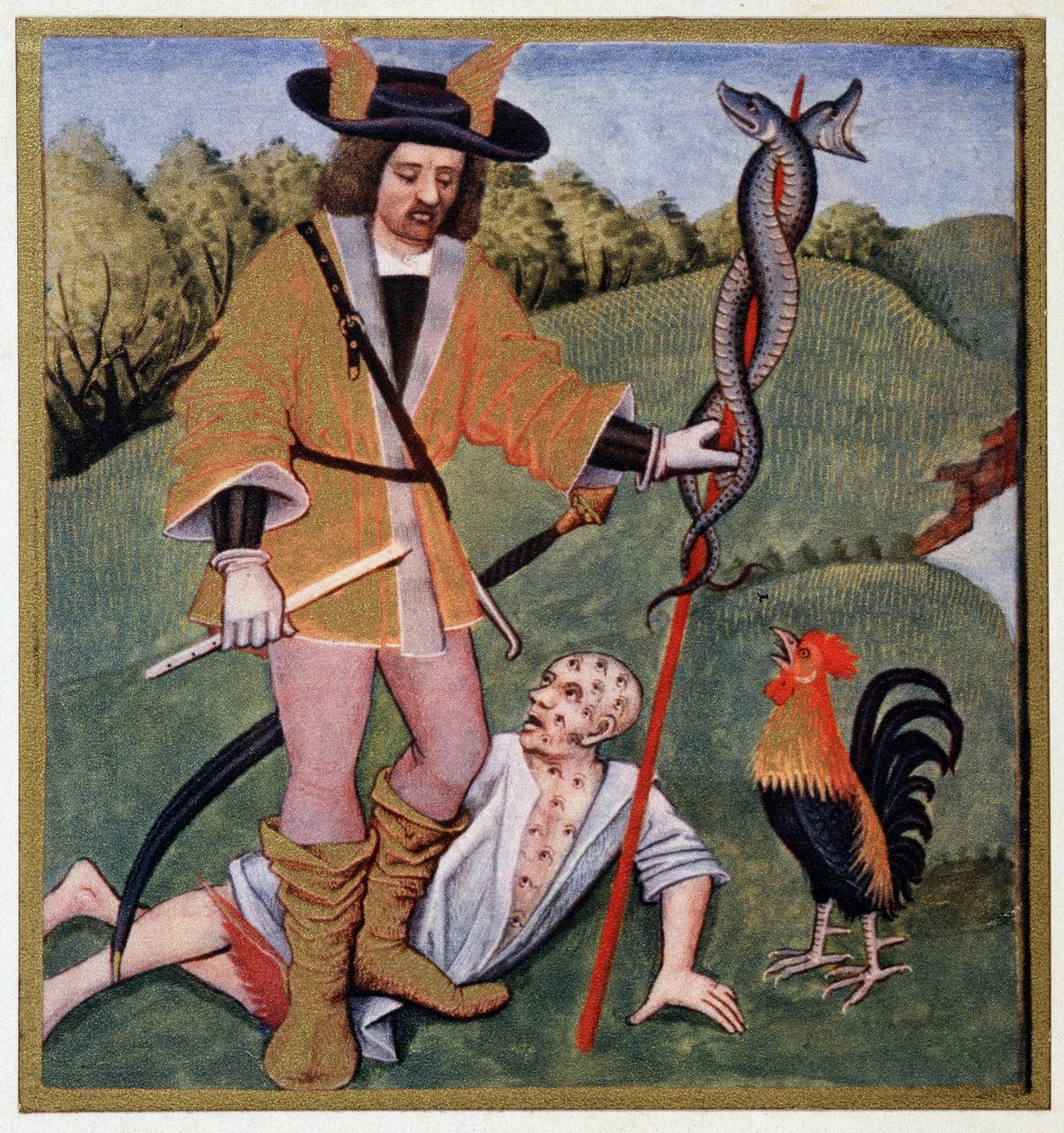 Hermész lombhullatóval - 15. századi megvilágításból alkotó: (after) French School