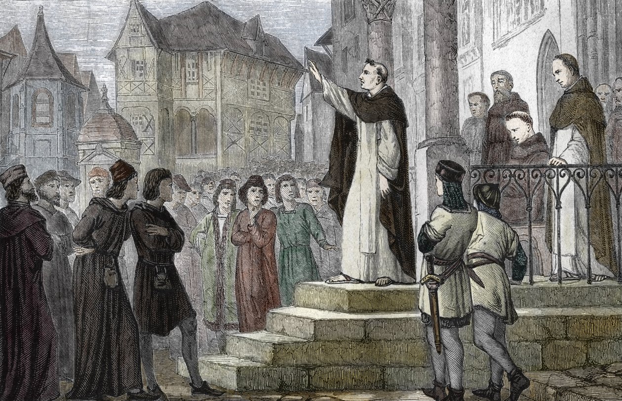 Nagy Albert (1193/1206-1280) képviselete Párizsban, a Párizsi Egyetemen, a Rue Saint Jacques (College des Jacobins) első domonkos kolostorában Gueric de Saint-Quentin fennhatósága alatt) 1241-1245 ( Albert portréja alkotó: (after) French School