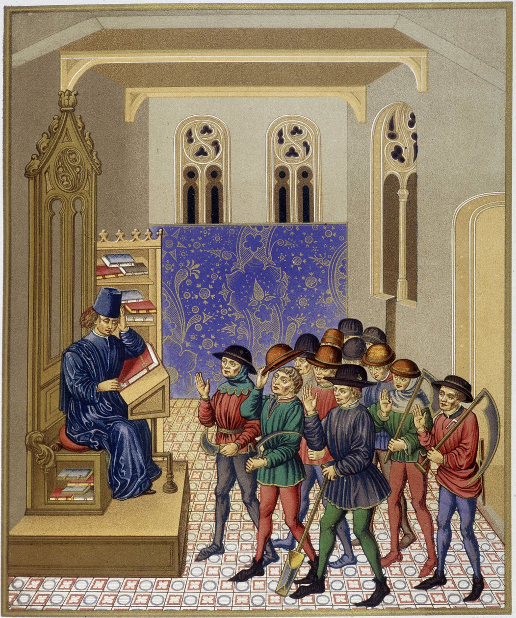 A mezőgazdaság leckéje - miniatűr fakszimile a 15. századból alkotó: (after) French School