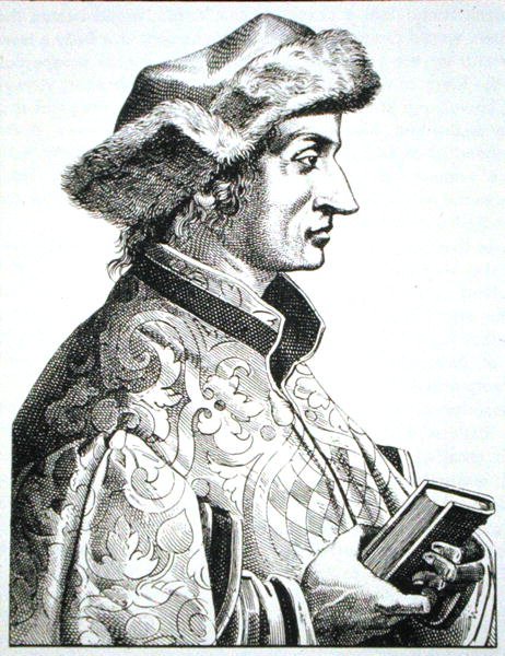 Sebastien Brant (kb. 1485-1521) portréja, J Scheible „Das Kloster” I. kötetéből, Stuttgart, 1845, illusztrálva a 19. század végén megjelent „History of Magic”-ben (litho) alkotó: (after) German School
