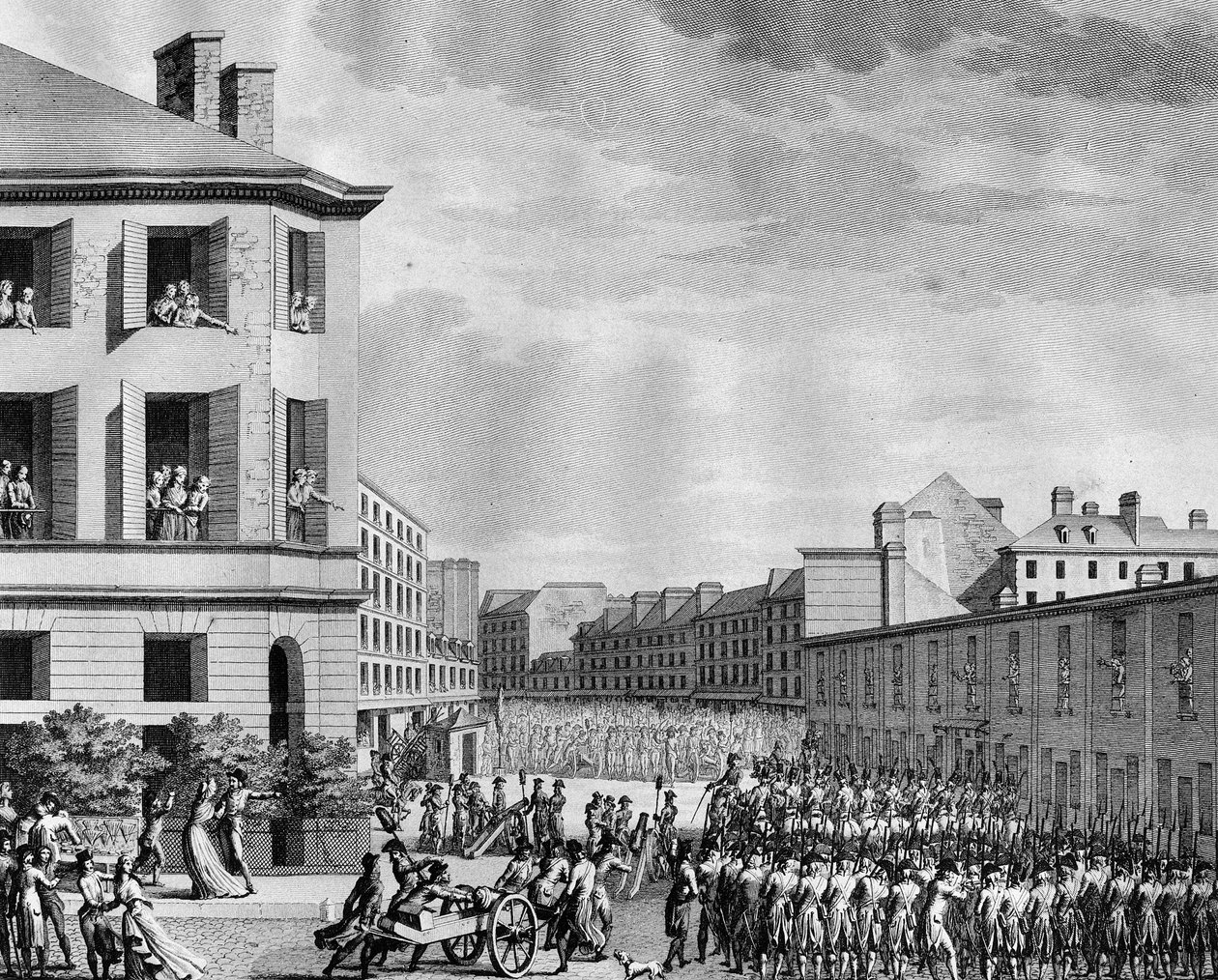 Francia forradalom és forradalomellenes mozgalmak: Faubourg Szent Antal lefegyverzése a 4. Prairial An III-on (május 23. alkotó: (after) Girardet